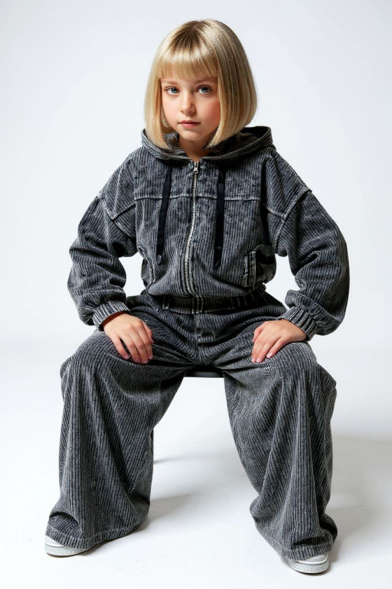 Komplet bluza i spodnie Welur Prążkowany