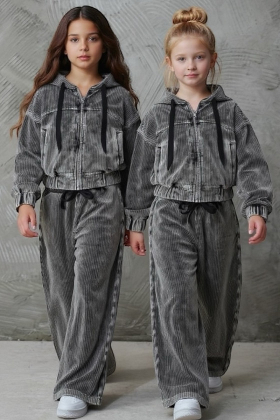 Komplet bluza i spodnie Welur Prążkowany