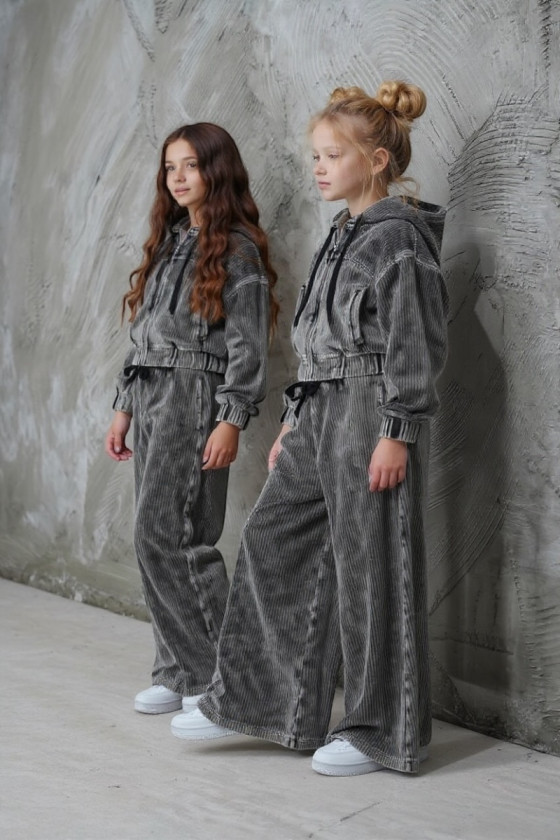 Komplet bluza i spodnie Welur Prążkowany