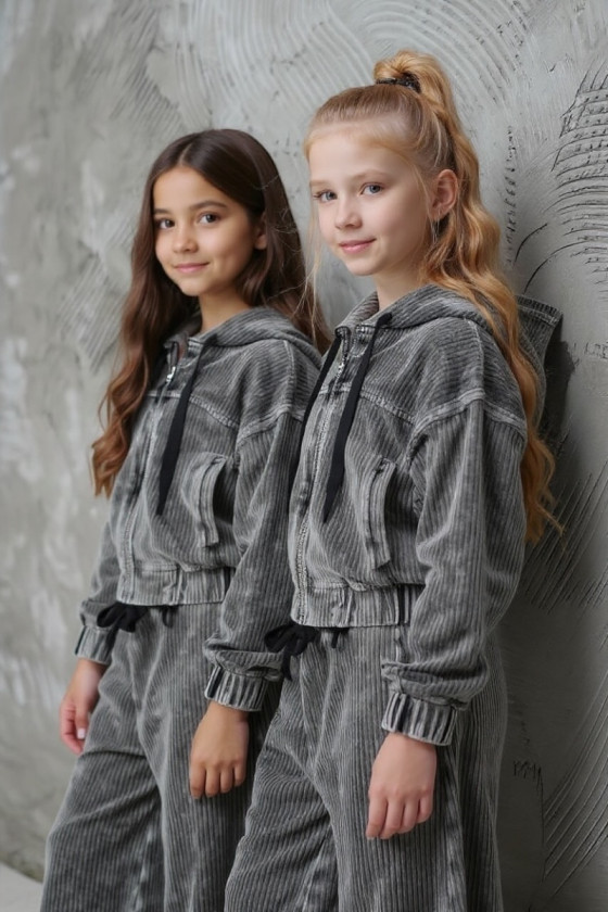 Komplet bluza i spodnie Welur Prążkowany