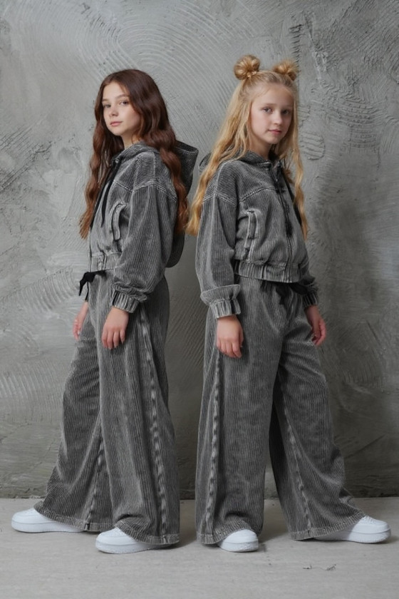 Komplet bluza i spodnie Welur Prążkowany