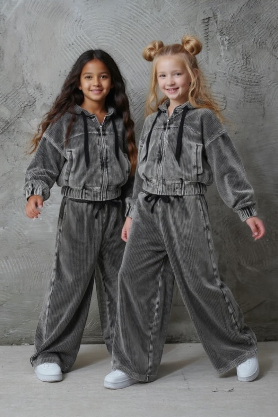 Komplet bluza i spodnie Welur Prążkowany