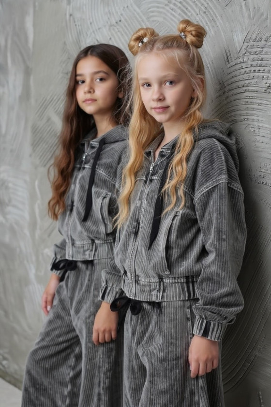 Komplet bluza i spodnie Welur Prążkowany