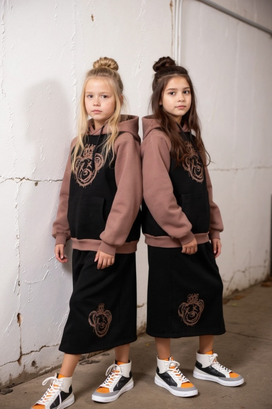 komplet dresowy ocieplany bluza i spódniczka dres  bawełniany bluza bawełna bluza ocieplana sówka sklep odzież dziecięca