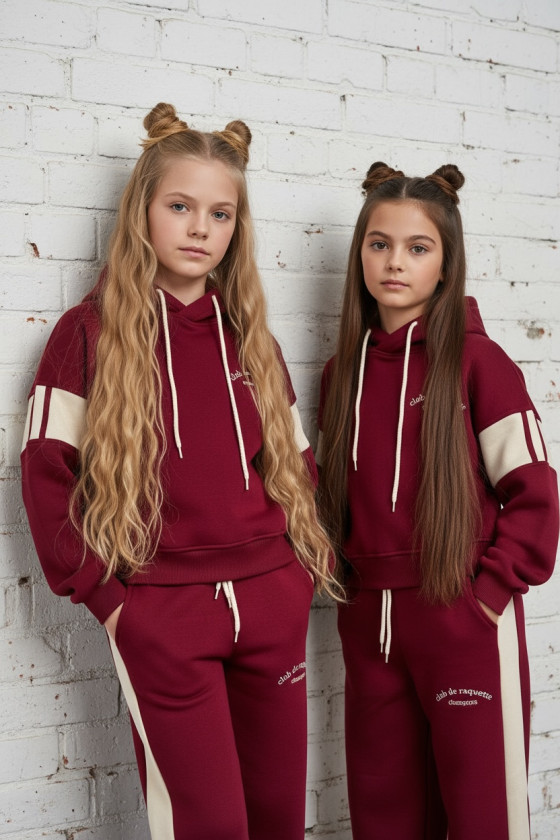 Komplet ocieplany bluza i spodnie Club Raquette Bordo