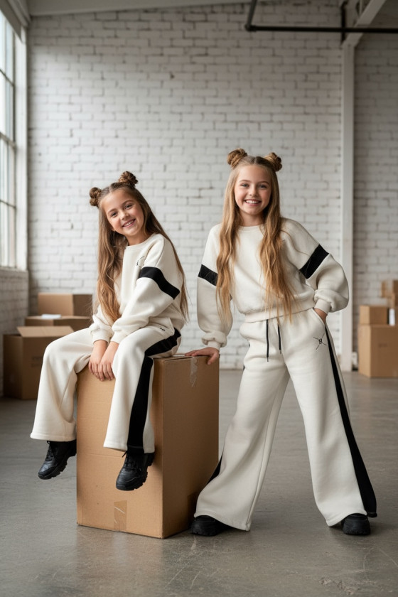 Komplet ocieplany dla dziewczynki Hanna ECRU