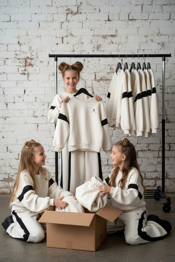 Komplet ocieplany dla dziewczynki Hanna ECRU