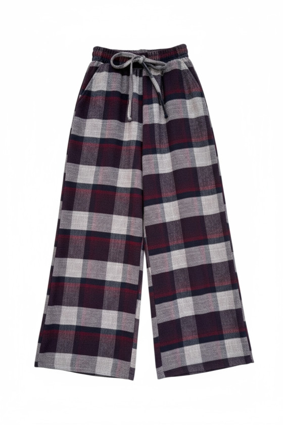 Spodnie dziewczęce Krata Bordowo-granatowe