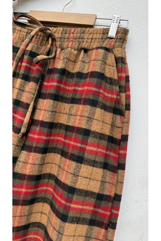 Spodnie dziewczęce Krata Beżowo-czerwone