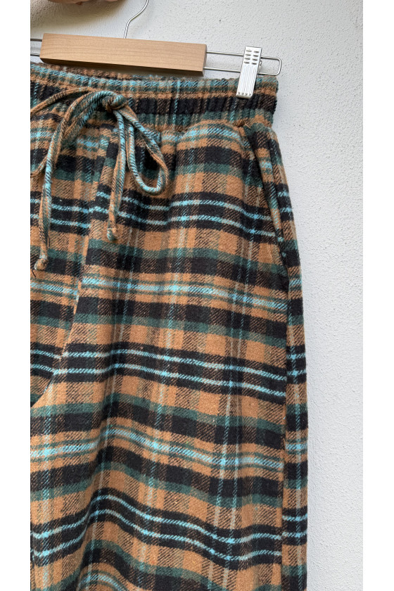 Spodnie dziewczęce Krata Brązowo-seledynowe