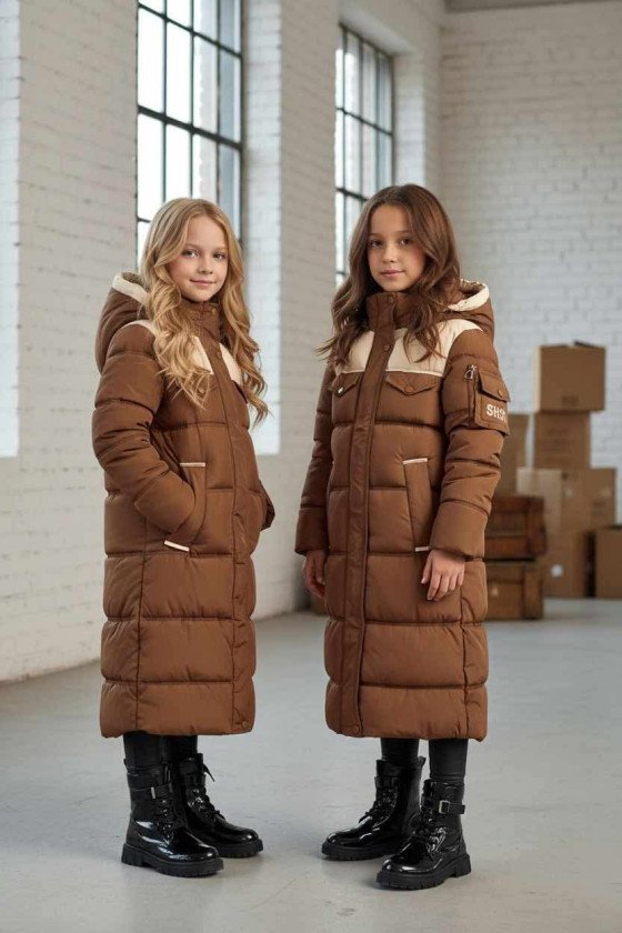 Płaszcz zimowy ocieplany Brown