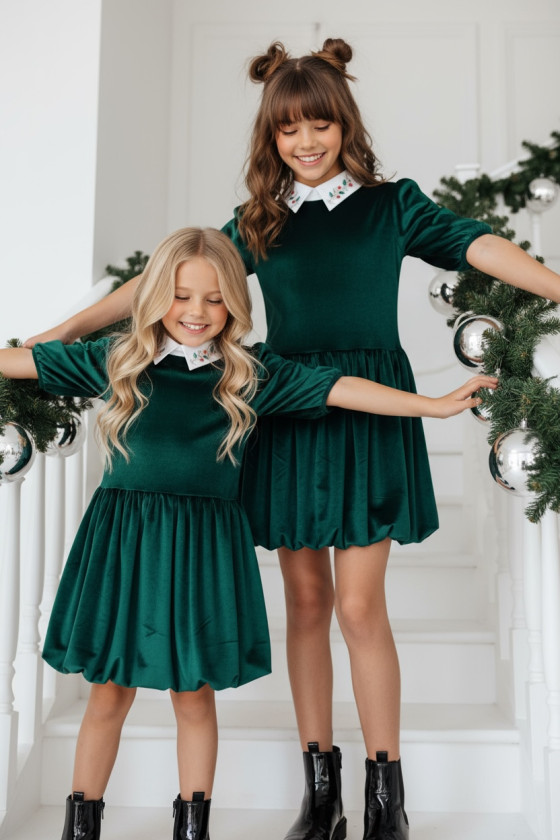 Sukienka z kołnierzykiem Anastazja Butelkowa Zieleń