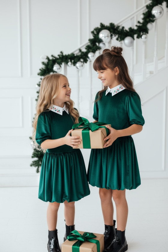 Sukienka z kołnierzykiem Anastazja Butelkowa Zieleń