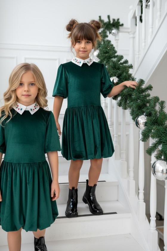 Sukienka z kołnierzykiem Anastazja Butelkowa Zieleń