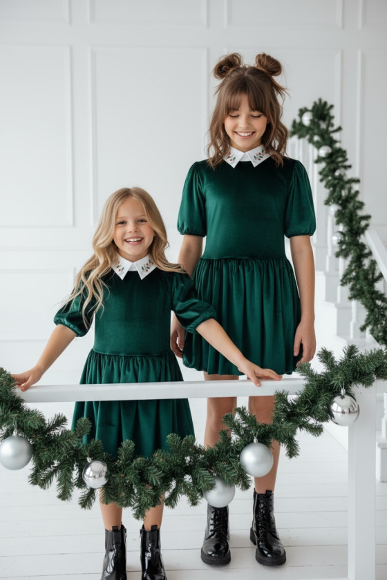 Sukienka z kołnierzykiem Anastazja Butelkowa Zieleń