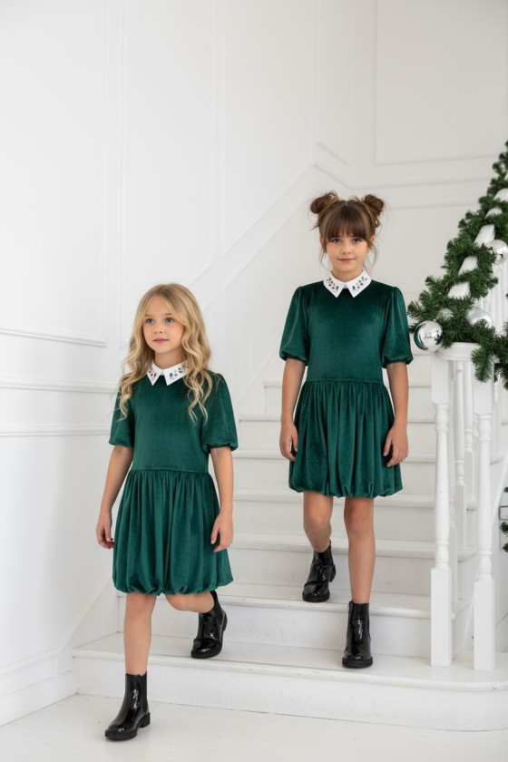 Sukienka z kołnierzykiem Anastazja Butelkowa Zieleń