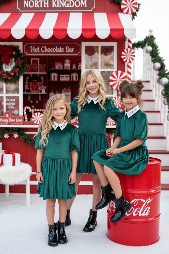 Sukienka z kołnierzykiem Anastazja Butelkowa Zieleń