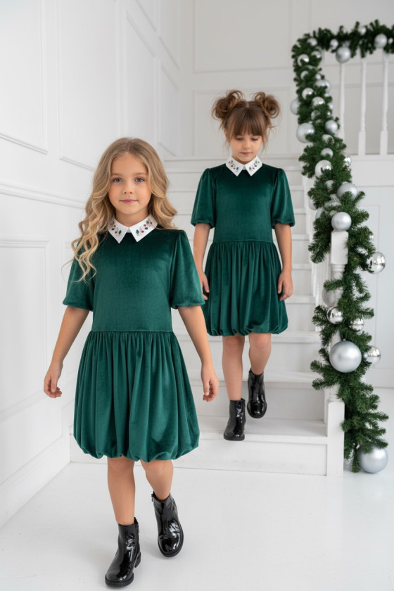 Sukienka z kołnierzykiem Anastazja Butelkowa Zieleń