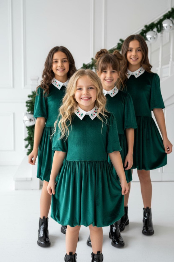 Sukienka z kołnierzykiem Anastazja Butelkowa Zieleń