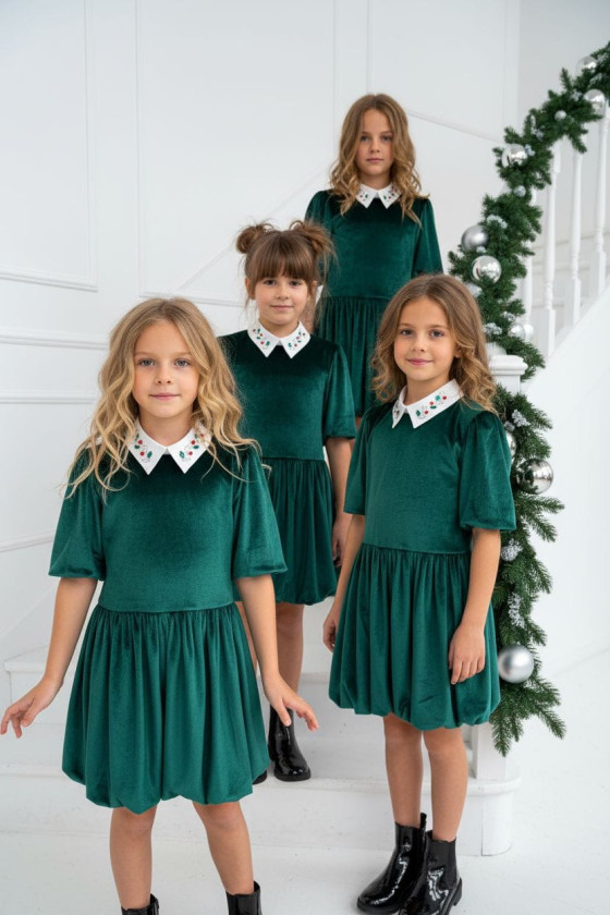 Sukienka z kołnierzykiem Anastazja Butelkowa Zieleń