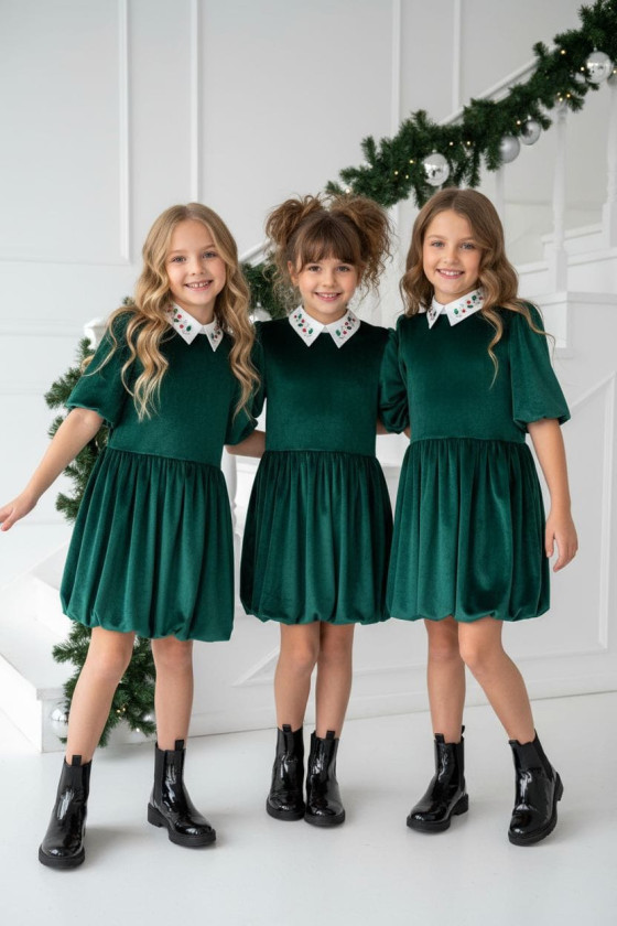 Sukienka z kołnierzykiem Anastazja Butelkowa Zieleń