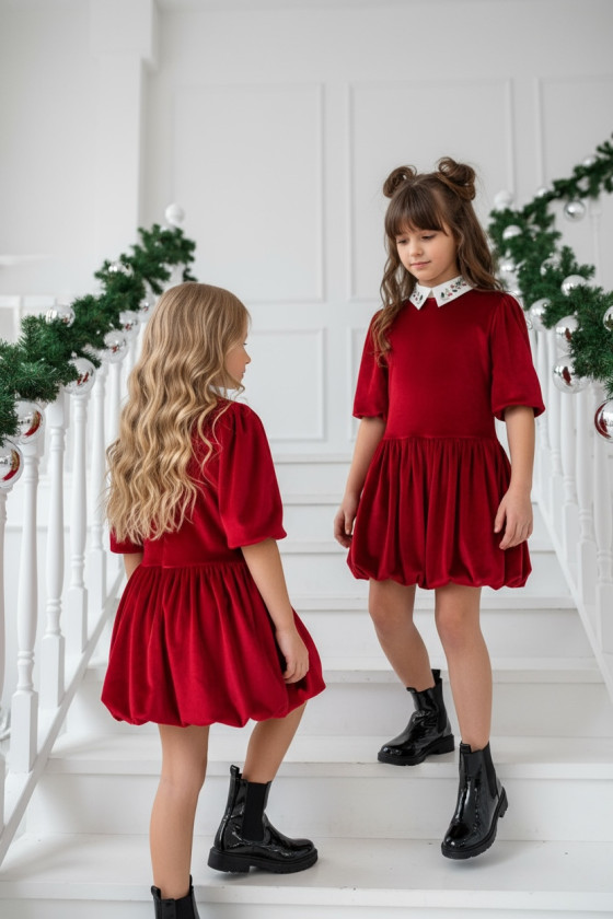 Sukienka z kołnierzykiem Anaztazja Czerwona