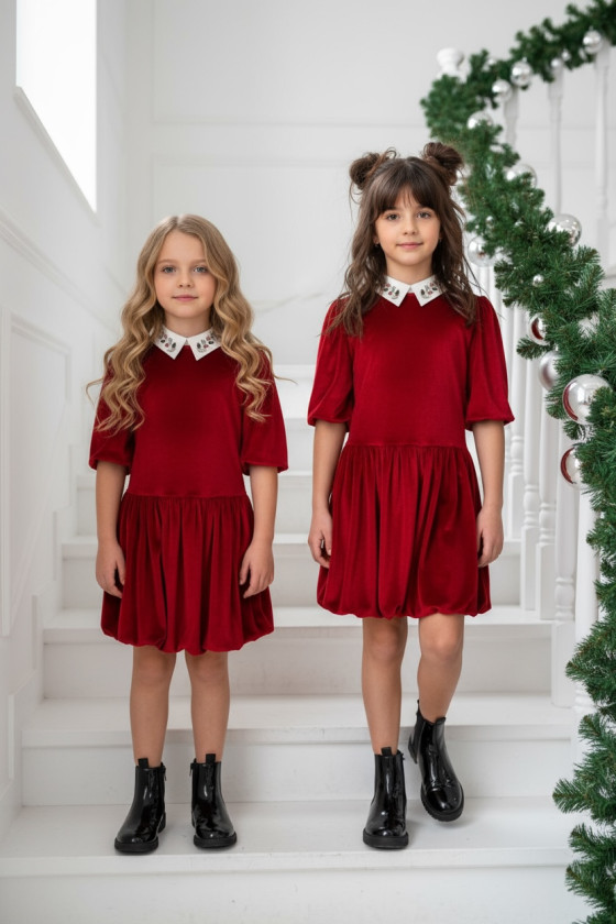 Sukienka z kołnierzykiem Anaztazja Czerwona