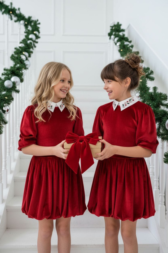 Sukienka z kołnierzykiem Anaztazja Czerwona