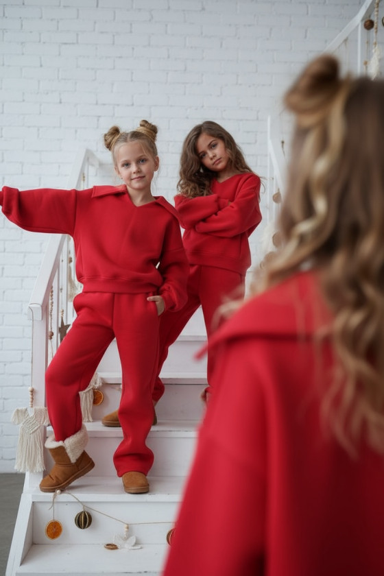 Komplet ocieplany bluza i spodnie Kołnierz Malina Komplet ocieplany bluza i spodnie Kołnierz Malina