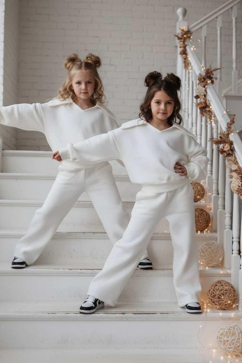 Komplet ocieplany bluza i spodnie Kołnierz Śmietanka Komplet ocieplany bluza i spodnie Kołnierz Śmietanka