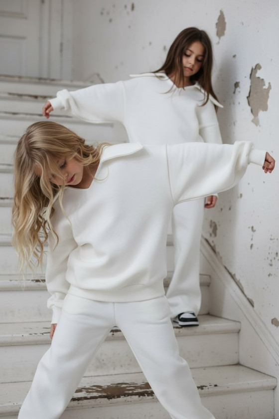 Komplet ocieplany bluza i spodnie Kołnierz Śmietanka Komplet ocieplany bluza i spodnie Kołnierz Śmietanka