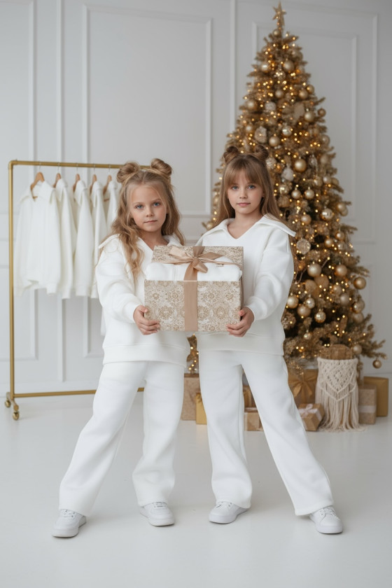 Komplet ocieplany bluza i spodnie Kołnierz Śmietanka Komplet ocieplany bluza i spodnie Kołnierz Śmietanka