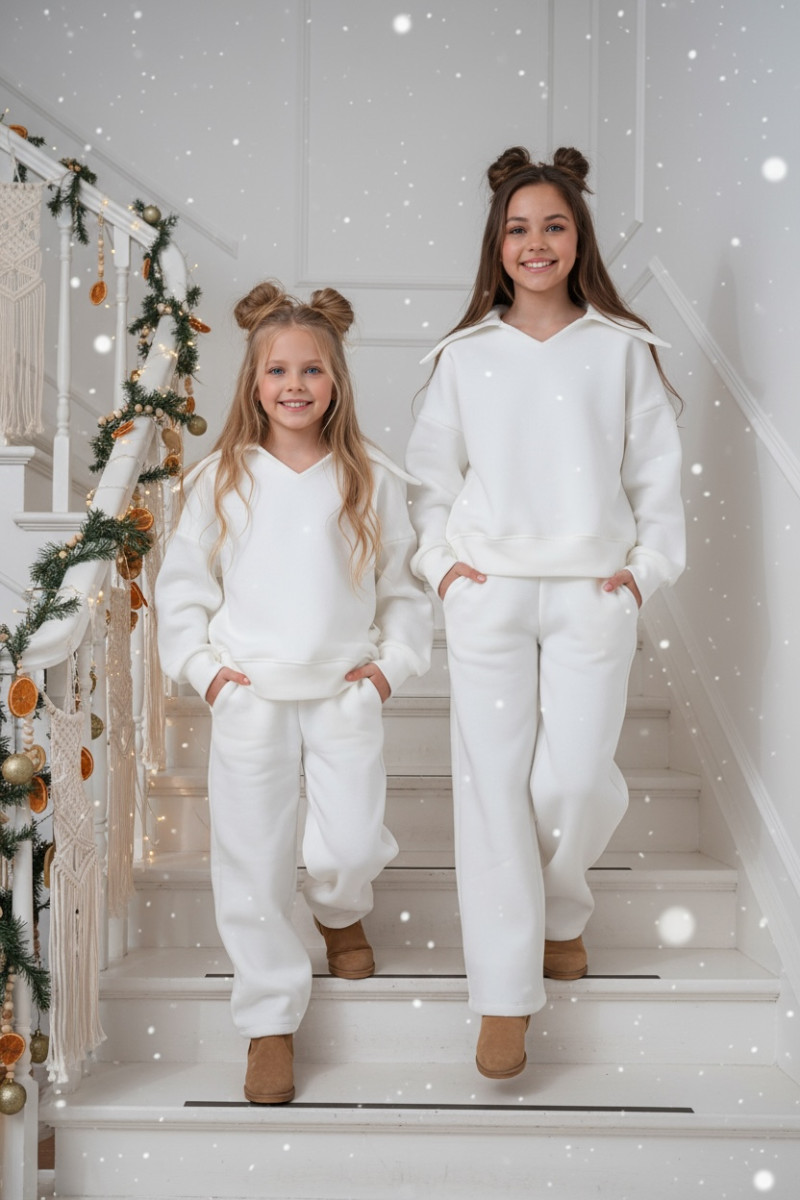 Komplet ocieplany bluza i spodnie Kołnierz Śmietanka Komplet ocieplany bluza i spodnie Kołnierz Śmietanka