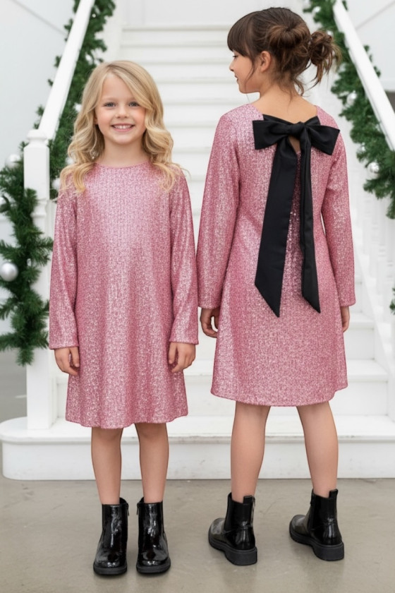 Sukienka dla dziewczynki Kokarda Pudrowa