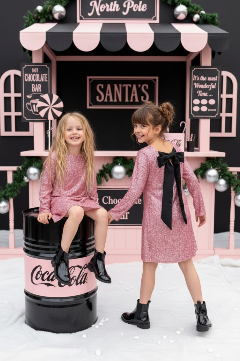 Sukienka dla dziewczynki Kokarda Pudrowa Sukienka dla dziewczynki Kokarda Pudrowa