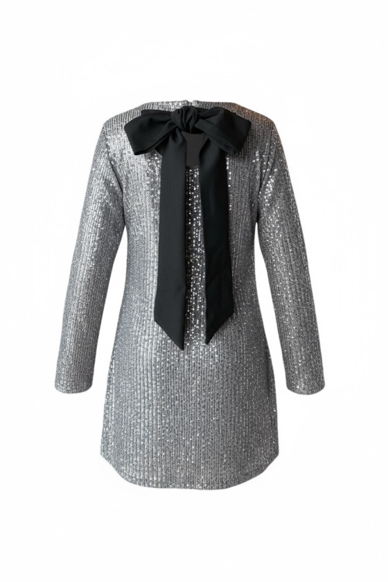 Sukienka dla dziewczynki Kokarda Srebrna Sukienka dla dziewczynki Kokarda Srebrna