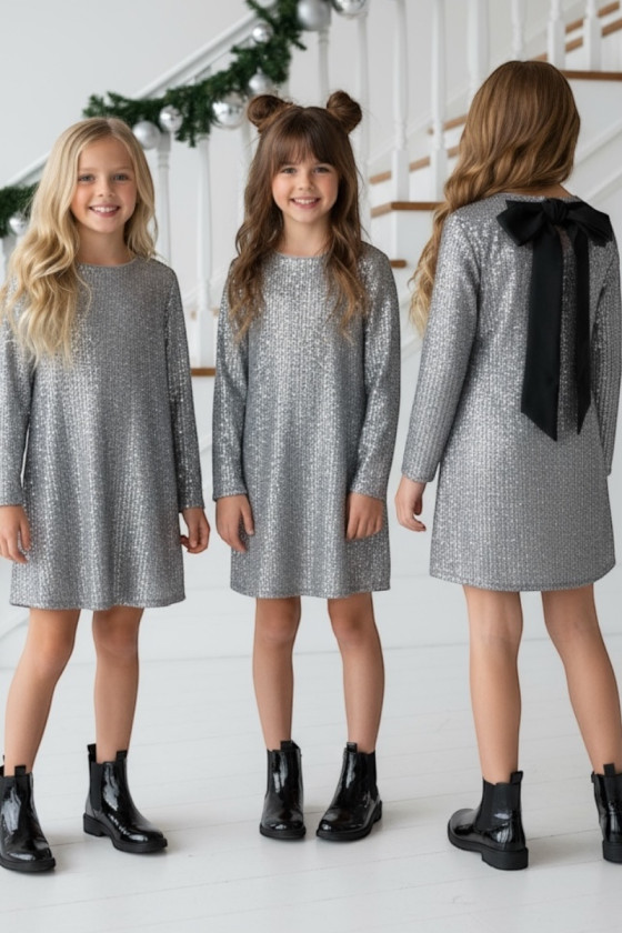 Sukienka dla dziewczynki Kokarda Srebrna