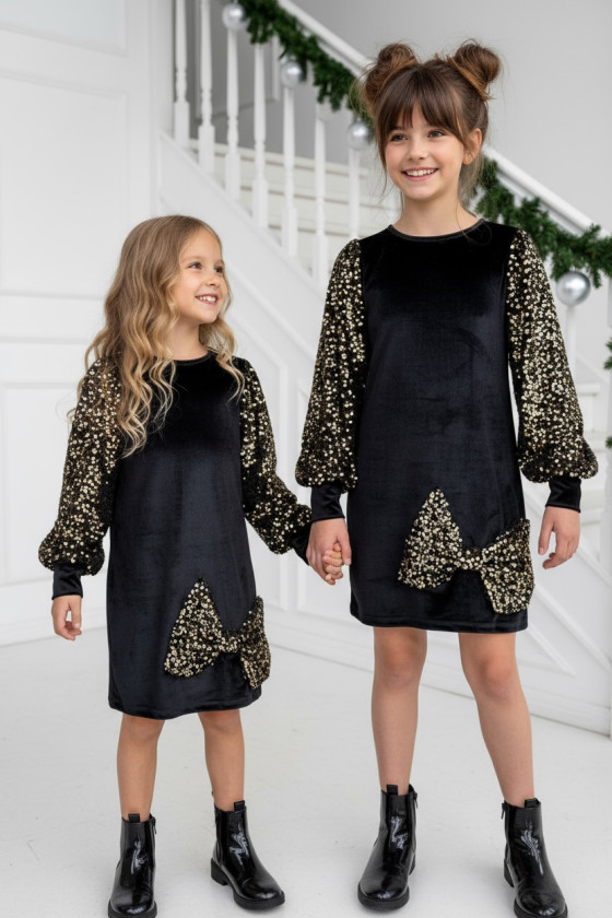 Sukienka welurowa z cekinami Gold złota Sukienka welurowa z cekinami Gold złota