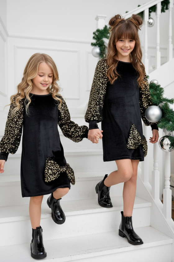 Sukienka welurowa z cekinami Gold złota Sukienka welurowa z cekinami Gold złota