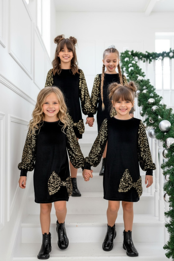 Sukienka welurowa z cekinami Gold złota Sukienka welurowa z cekinami Gold złota