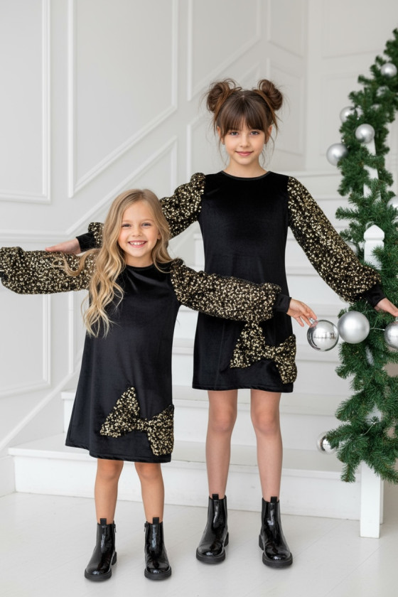 Sukienka welurowa z cekinami Gold złota Sukienka welurowa z cekinami Gold złota