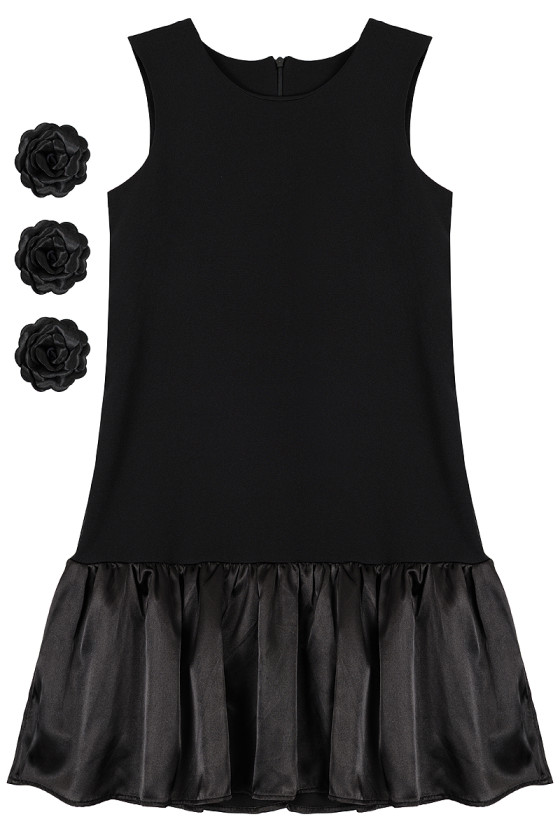 Sukienka + trzy broszki różyczki