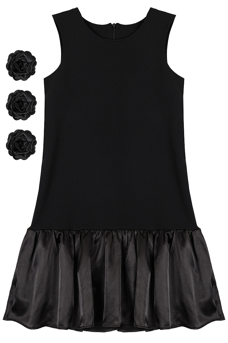 Sukienka + trzy broszki różyczki