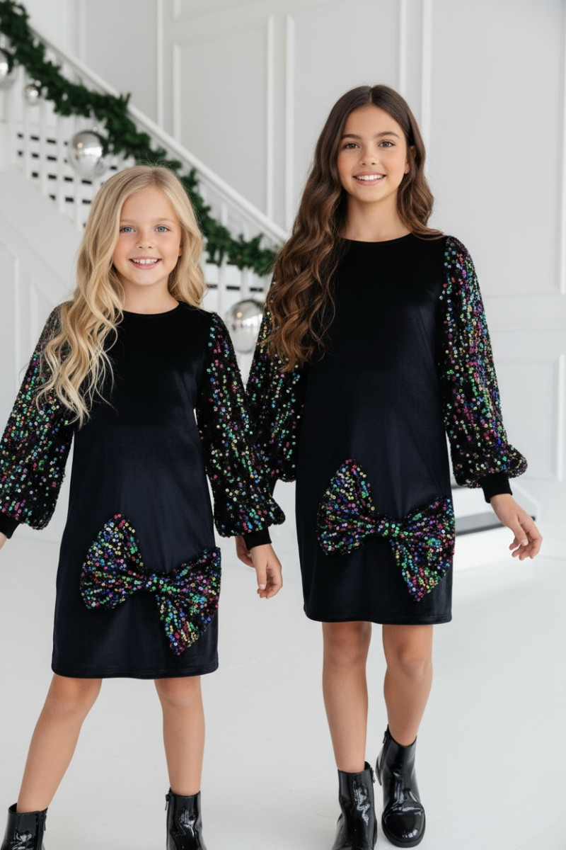 Sukienka welurowa z cekinami Multi kolor