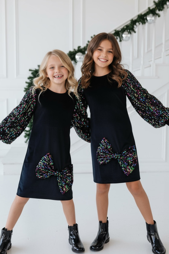 Sukienka welurowa z cekinami Multi kolor