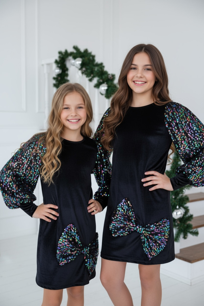 Sukienka welurowa z cekinami Multi kolor