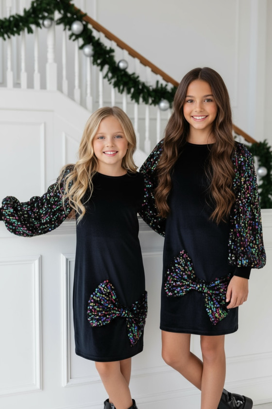 Sukienka welurowa z cekinami Multi kolor