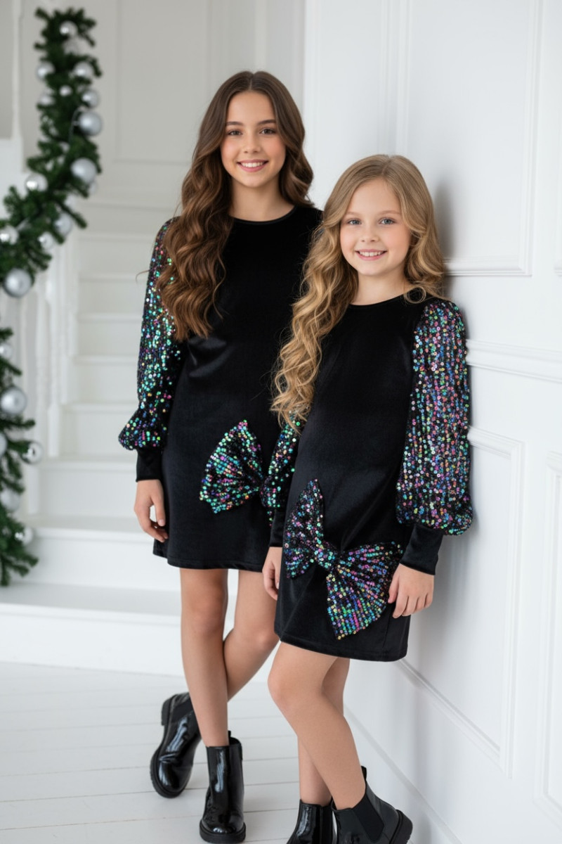 Sukienka welurowa z cekinami Multi kolor