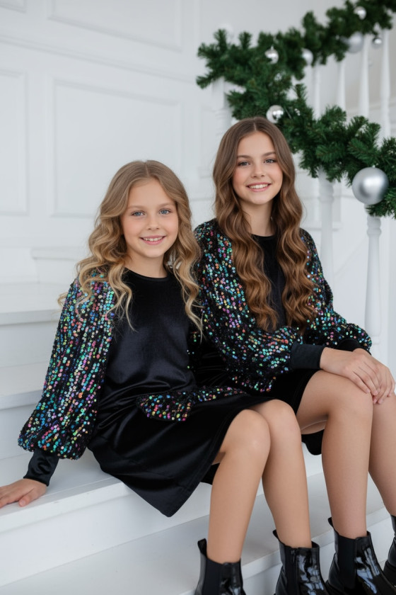 Sukienka welurowa z cekinami Multi kolor