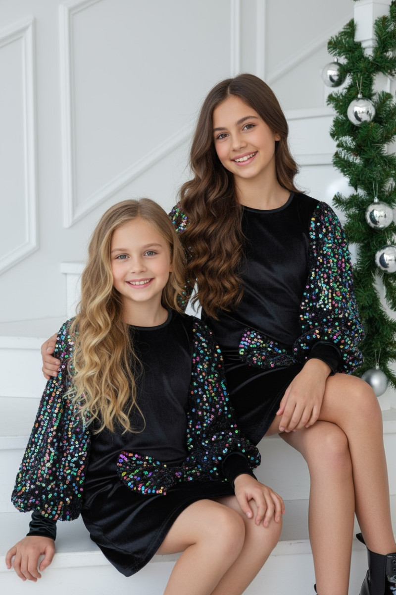 Sukienka welurowa z cekinami Multi kolor